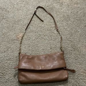 Tory Burch fold over crossbody beige bag